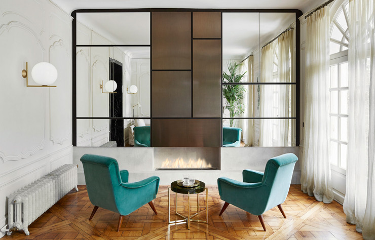 Le projet Henri Martin désigne la rénovation d’un appartement privé haussmannien. Laura Gonzalez y a rassemblé un mobilier des années 60 au charme rehaussé par quelques touches de couleurs vives.