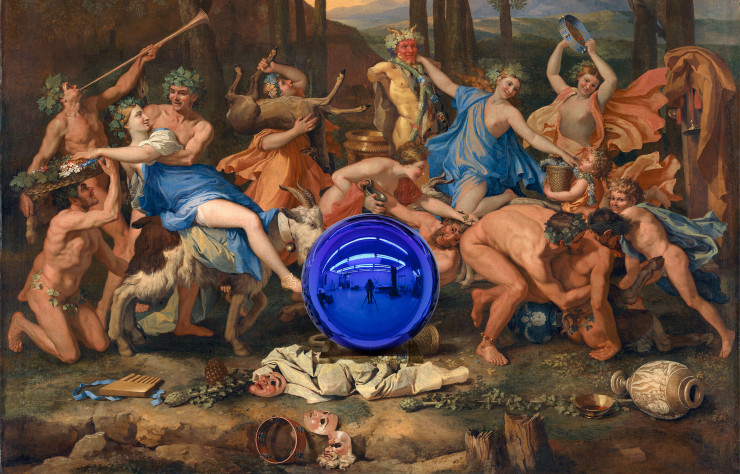 « Gazing Ball (Poussin The Triumph of Pan) »(2014-2016), de Jeff Koons, huile sur toile, verre et aluminum.