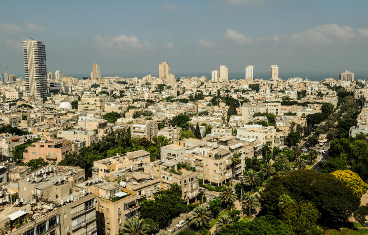 Vue de la partie ouest de Tel-Aviv depuis le toit de la mairie.