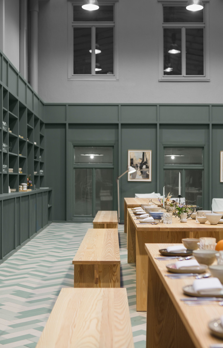 Le restaurant du nouvel espace d’Alma, nouvel espace de coworking pour designers de Stockholm.