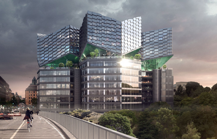 Immeuble de bureaux et de commerces Brädstapeln, à Stockholm, en Suède (livraison prévue en 2021).