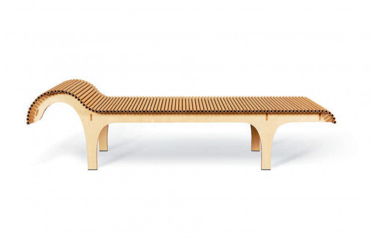 L’architecte revisite la chaise longue occidentale avec un minimalisme tout japonais.
