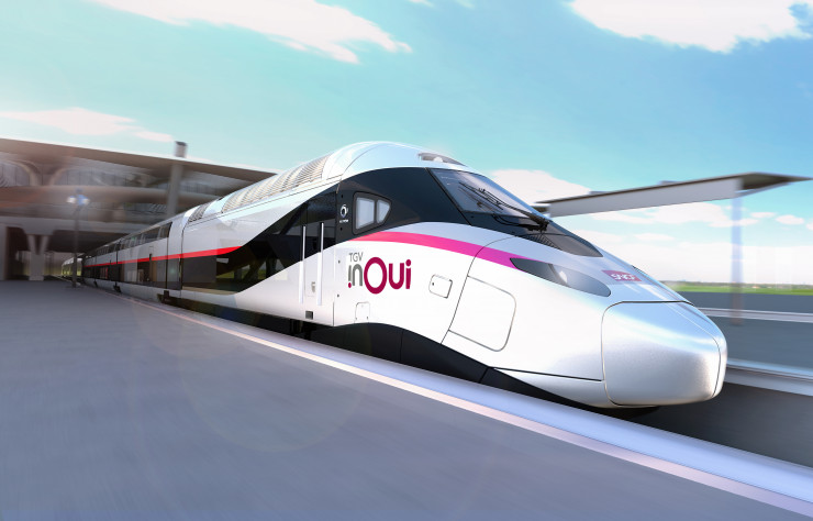 L’extérieur du futur TGV Inouï, qui circulera à partir de 2023 dans l’Hexagone.