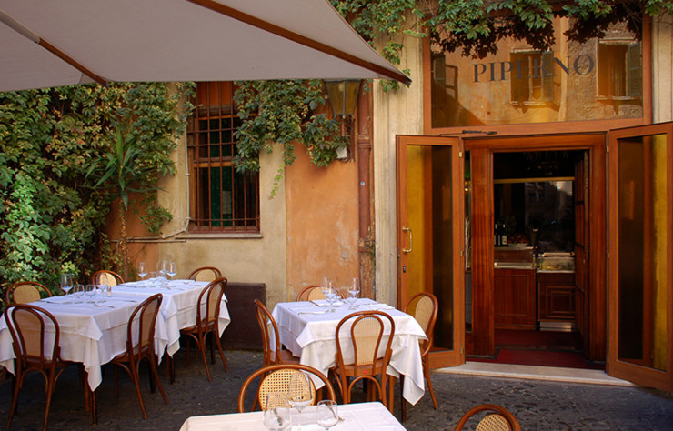 Le restaurant Piperno, proche du Tibre.