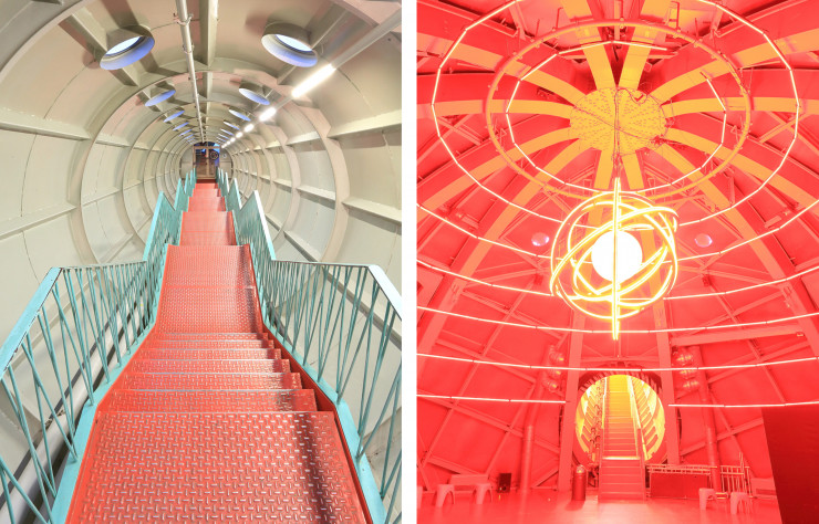 Mégabizarrerie érigée à l’occasion de l’Exposition universelle de 1958, l’Atomium est un ensemble de neuf sphères de métal, reliées entre elles comme les atomes d’une molécule, et culminant à 108 mètres. À l’intérieur, des escaliers et des tunnels à l’ambiance très SF.