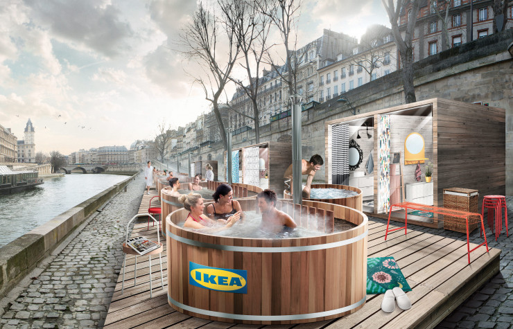 Les bains suédois IKEA s’installent tout le week-end sur les quais de Seine.