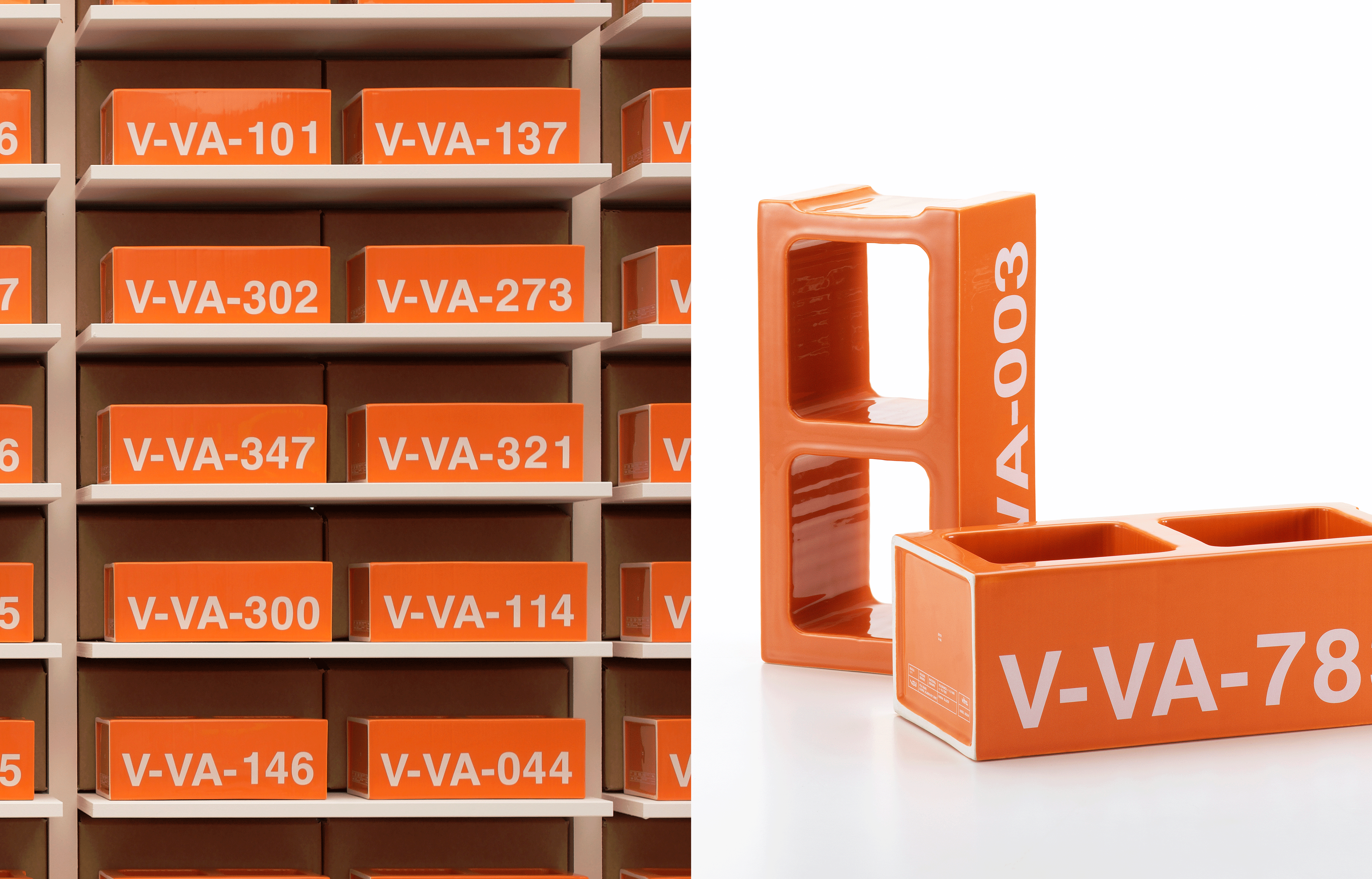 Rangements « Ceramic Block » de Virgil Abloh (collection «Spin-Off » limitée à 999 pièces pour Vitra, 2019).