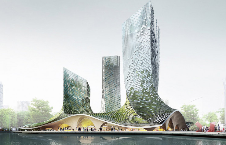 Projections de tours par XTU Architects, dans la ville d’Hangzhou (Chine).