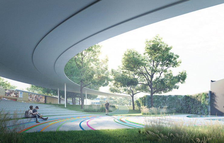 Autour du Pulse, le jardin imaginé par l’agence TER sera le point de départ d’une « boucle verte » qui entourera le quartier et ses développements urbains à venir.