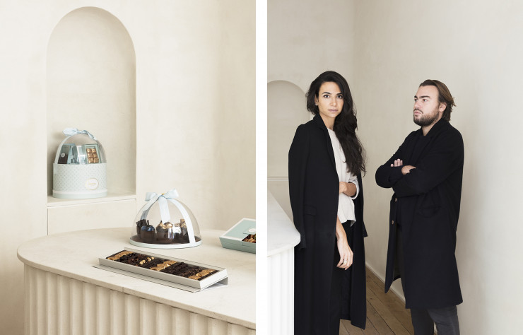 Minimaliste, le décor imaginé par Jessica Barouch et Francesco Balzano privilégie la mise en lumière des spécialités Damyel.