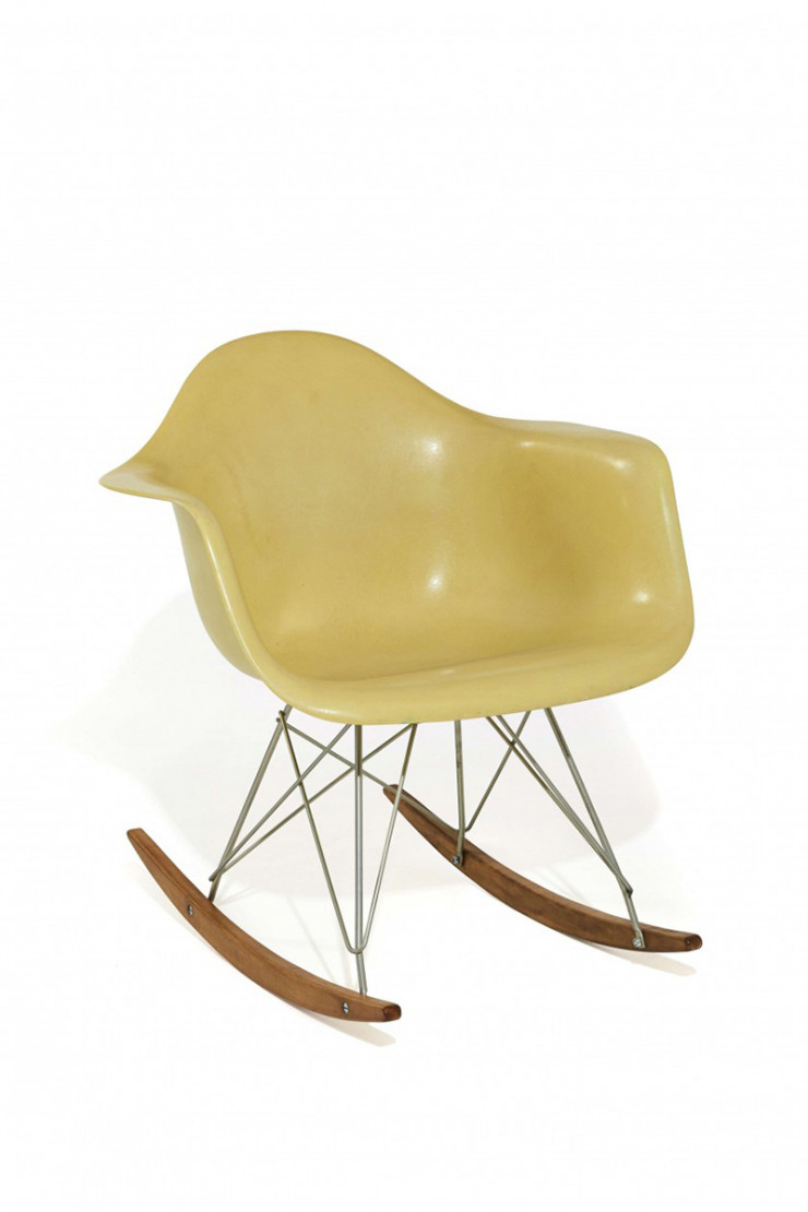 Chaise à bascule en fibre de verre RAR (Rocking Armchair Rod, 1950) de la série Plastic Shell Group of Chair