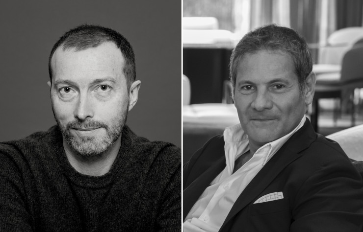 Avec cet ensemble de canapés et de tables d’appoint, le designer français Christophe Delcourt (à gauche) signe sa deuxième collaboration avec Roberto Minotti (à droite).