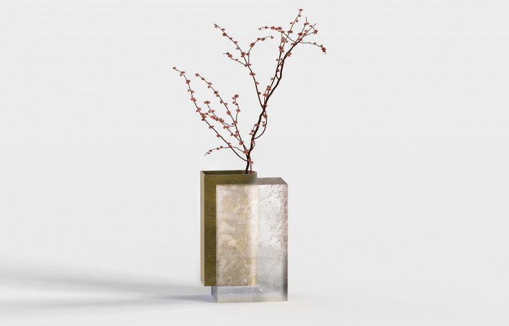 Vase Genesis, en bronze et verre dépoli, de Glenn Sestig et du studio Garnier & Linker.