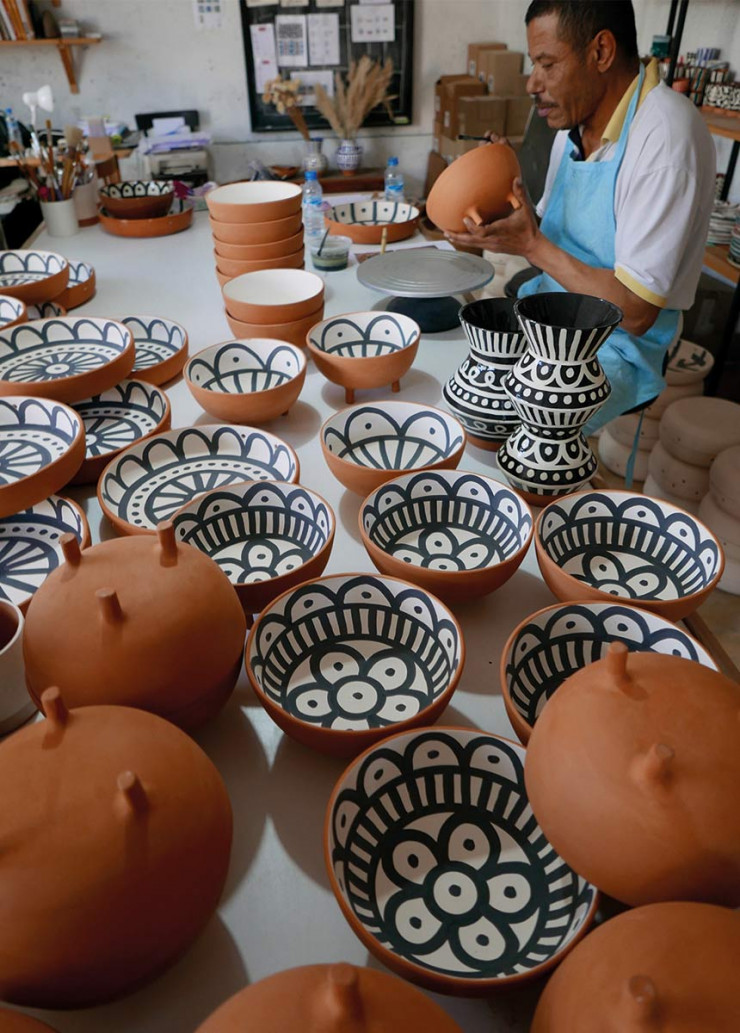 Atelier de céramique de Bouchra Boudoua, près de Marrakech.