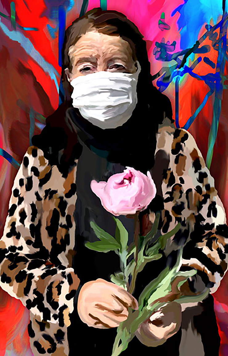 Portrait de Chris, infirmière libérale à Hyères, réalisé grâce à une technique de peinture digitale par Xénia Laffely.