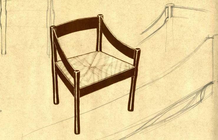 Croquis du fauteuil Carimate par Vico Magistretti.