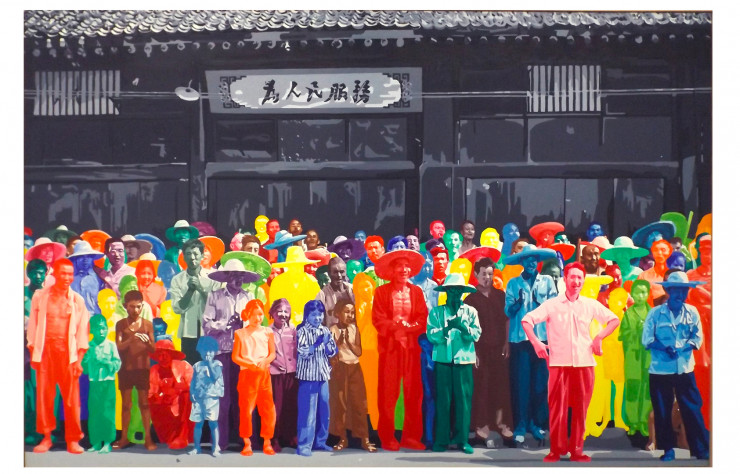 Gérard Fromanger, en Chine, à Hu-Xian, avec sa série « Le désir est partout », 1974, peinture sur toile, Centre Pompidou, musée national d’art moderne, Paris.