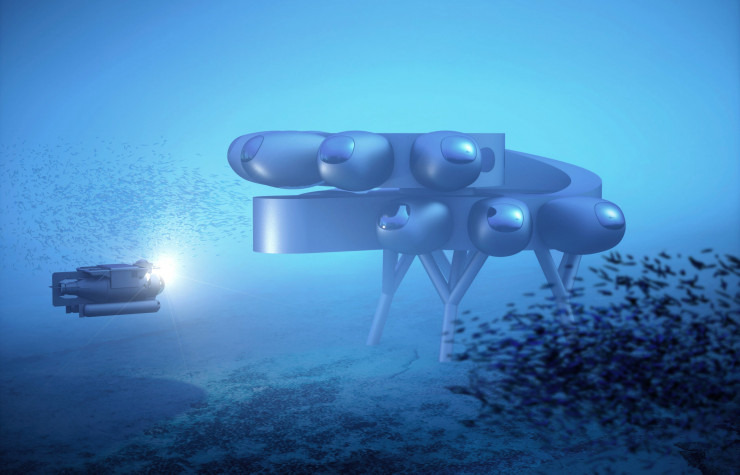 Rendu 3D de la future station sous-marine Proteus imaginée par Yves Béhar avec Fabien Cousteau.