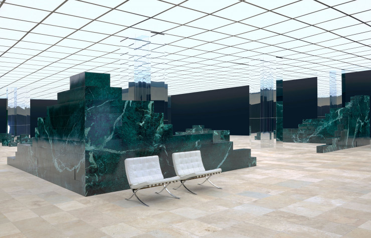 Chez Louis Vuitton, Virgil Abloh a rendu hommage au Pavillon Barcelona de Mies Van Der Rohe et Lilly Reich (1929).