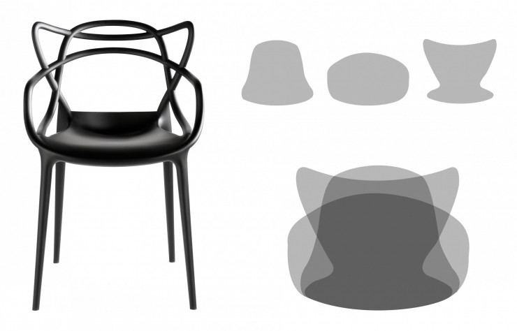 Le concept de la Masters ? L’amalgame de trois formes de chaises iconiques du XXe siècle.