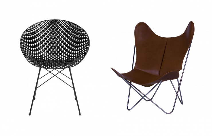 Chez Made in Design, les fauteuils Smatrik (Kartell) et AA Butterfly peuvent se retrouver à prix cassé en occasion.