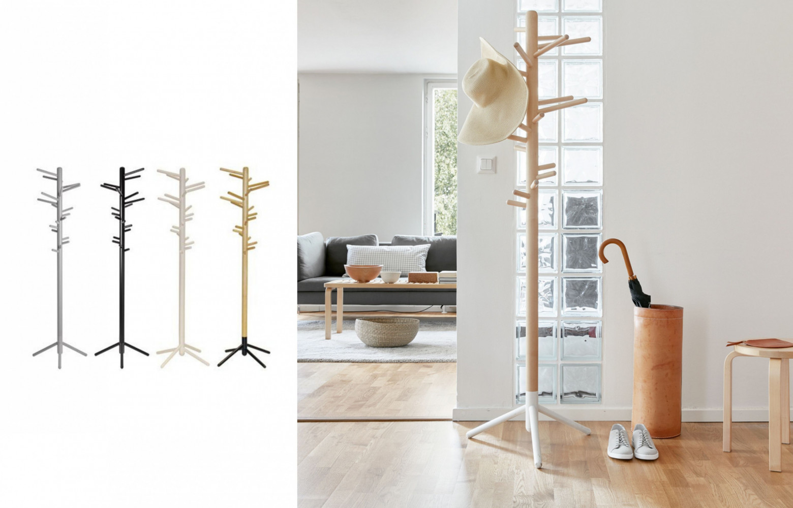 1/ Clothes Tree, en bouleau et en métal, design Anna-Maija Jaatinen, 876 €. Artek sur Silvera.fr