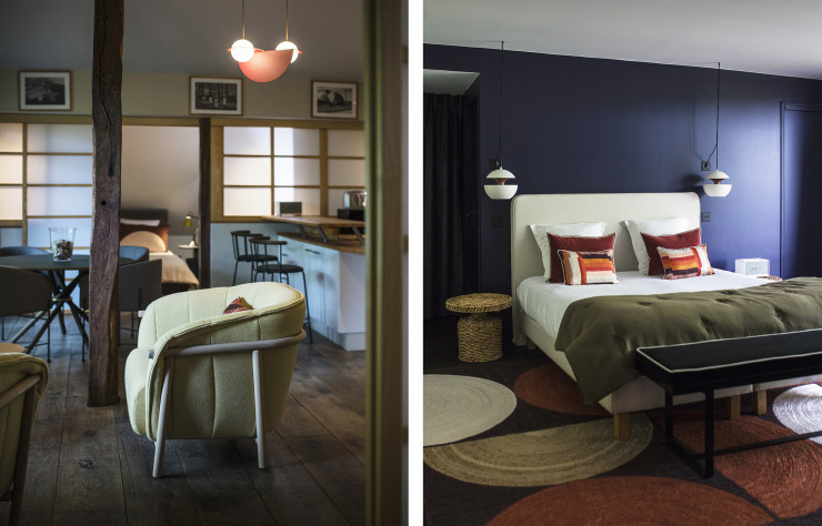 Avec leurs habits contemporains, les chambres de l’Auberge Basque offrent un confort facile à vivre.