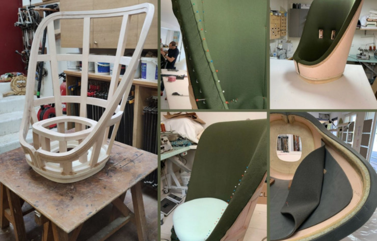 Processus de fabrication du fauteuil Candide.