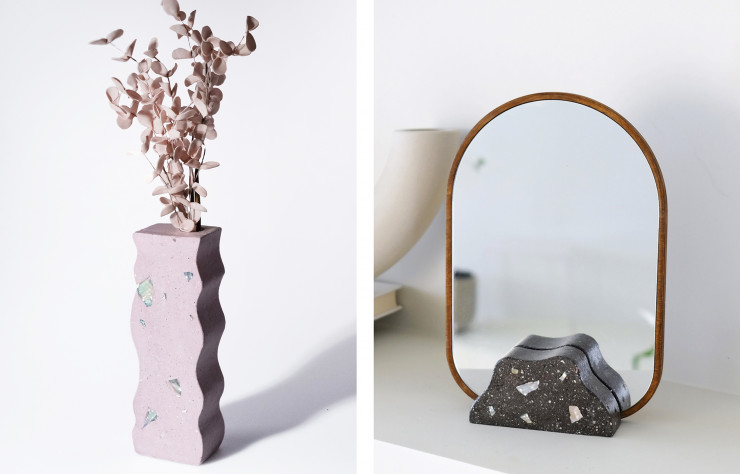 Vases, miroirs, boîtes mais aussi carreaux de ciments et bougeoirs : les possibilités du Sea Stone sont infinies.