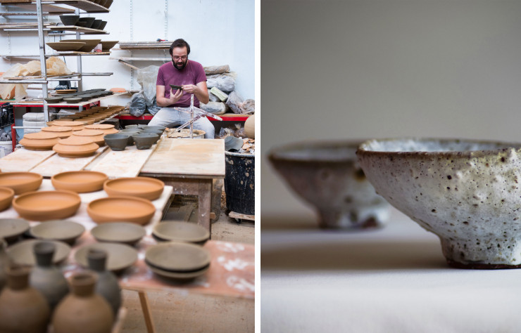 Le céramiste dans son atelier qu’il partage avec d’autres artisans.