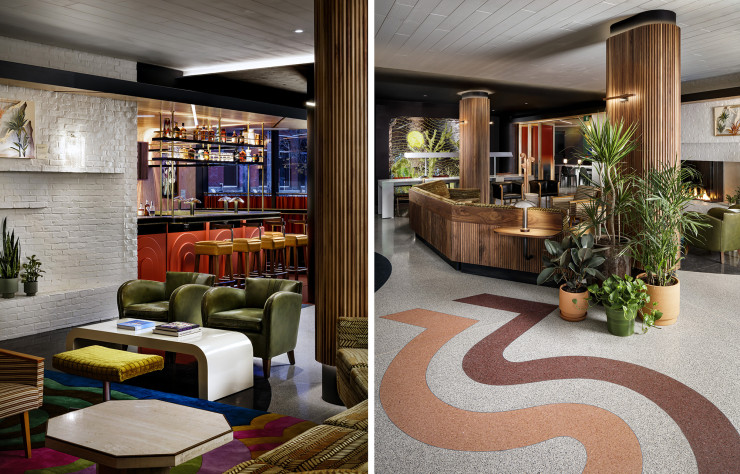 A gauche : le nouveau bar du Drake Hotel. A droite, son nouveau lobby.