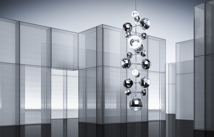 Le luminaire Mirrorball, de Tom Dixon, existe désormais en lustre. Un objet qui sera présenté à Milan lors de l’exposition anniversaire du designer britannique. Celle-ci se tient au Palazzo Serbelloni à l’occasion du Salon du meuble, jusqu’au 12 juin.