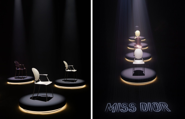 Lors du Salon du meuble de Milan, en juin dernier, 24 versions de l’assise étaient présentées dans une scénographie… diorissime.