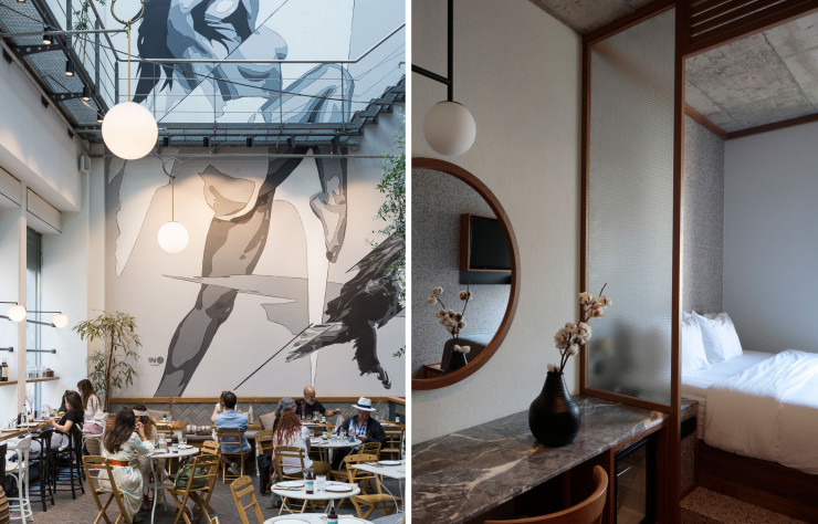 À la fois hôtel, food hall, épicerie fine, restaurant – avec fresque XXL du street-artiste INO –, Ergon House Athens est une véritable « agora pour gourmets ».