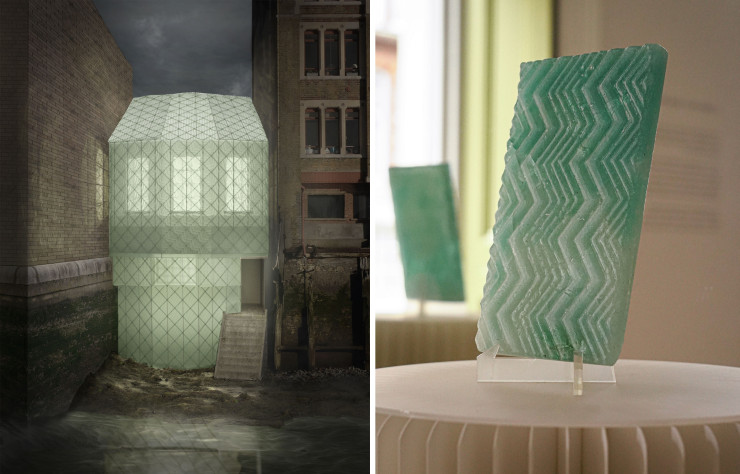 Co-réalisé par les architectes Katerina Dionysopoulou et Billy Mavropoulos, le projet Thames Glass utilise un procédé mis au point par l’étudiante à la Central Saint Martins Lulu Harrison.