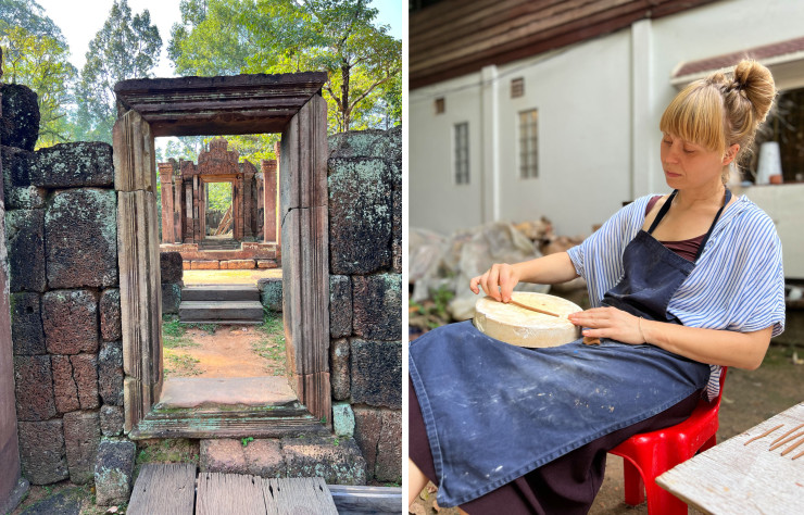 Les ateliers de poterie cambodgienne commencent la deuxième semaine du séjour.
